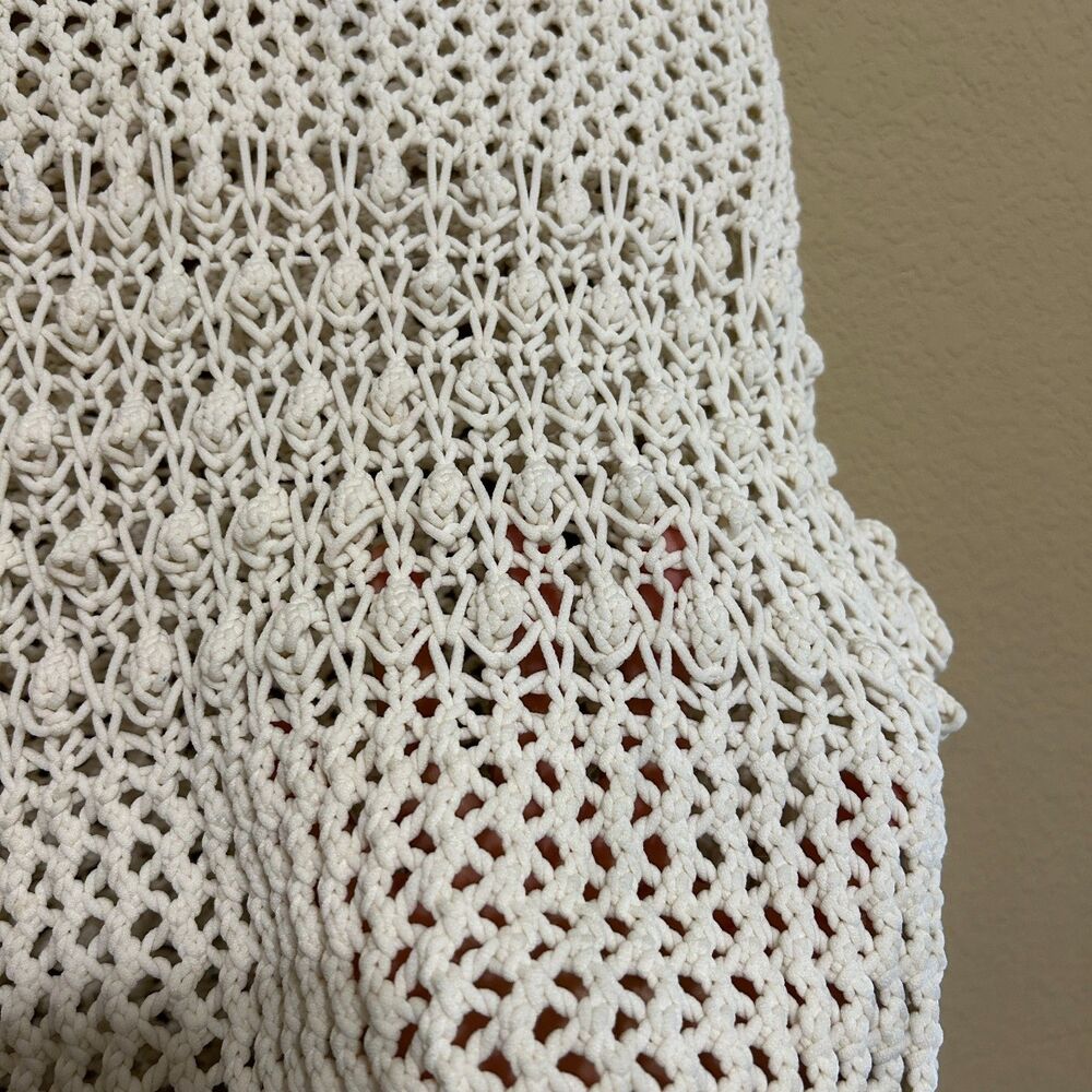 Bucket List Open Knit Crochet Sweater Women Medium Stretchy Oversized Beach Boho - Picture 7 of 10